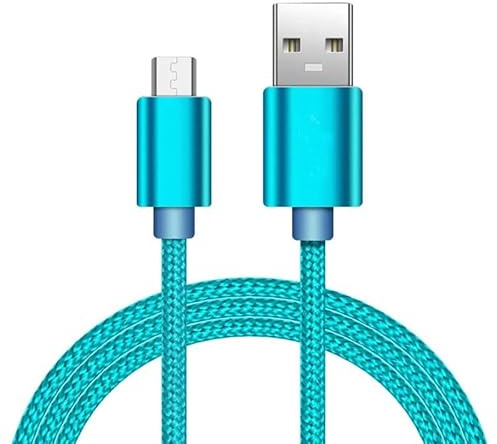iTechCover Braided USB Cable Charging Cord/Charger Power Lead Wire Compatible with AngLink Mini Rechareable Desk Fan/Baby Blue / (1m / 3.3ft)