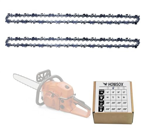 Chaîne de Tronçonneuse Pas de 0,325 Pouce Chaîne de 72 Maillons, épaisseur 1,3 mm, Lot de 2 - Compatible avec Stihl, Husqvarna, Makita - Convient aux Travaux de Jardinage et de Sylviculture