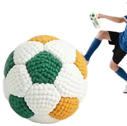 Stickad Footbag - Fotbollsformad, Färgglad, Vävd Boll,Virkad footbag - för barn vuxna förskola utomhusfest trädgårdsaktivitet spel