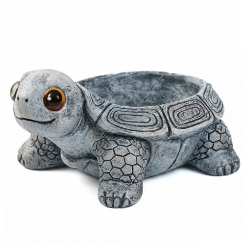 Xdyyjrasa Fioriera per tartarughe, vaso da fiori per tartarughe in resina realistica, fioriera per animali grigi carini per piante grasse, decorazioni per giardini interni ed esterni, grigio
