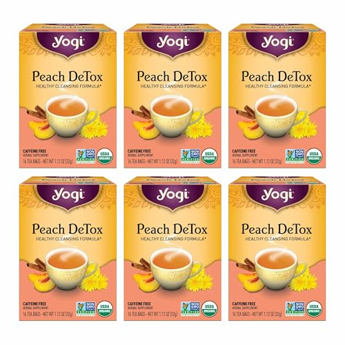 Yogi Peach DeTox Tea, 16 Tea Bags (6 Pack)