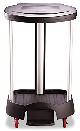 Rubbermaid Commercial Executive Series Step-On Linen Hamper/Laundry Basket with Front Locking Casters, 30 Gallon, Black, Hands Free Lid, for Hospitals/Medical Labs/Commercial Facilities