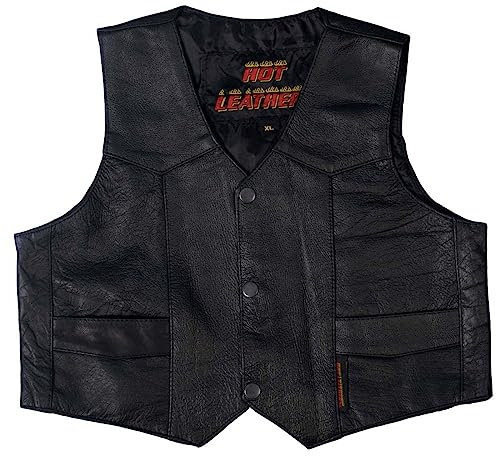 Hot Leathers Gilet da motociclista unisex per bambini, Vsk1002 Vsk1002, classico, in pelle, colore nero