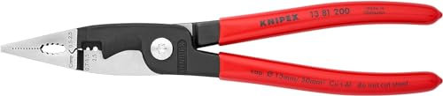 KNIPEX 13 81 200 Pliers for Electrical Installation black atramentized plastic coated 200 mm Red