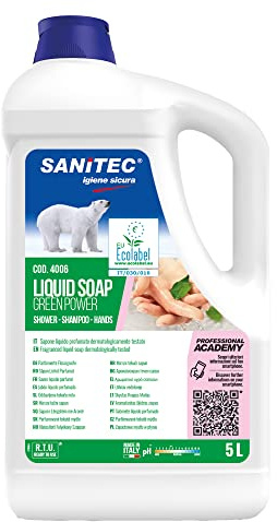 Sanitec Green Power Sapone Liquido, Ecologico, Corpo e Mani, Delicato Profumo Floreale, 5 kg