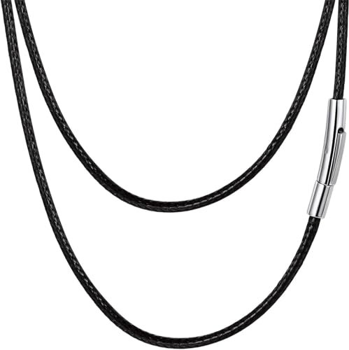FaithHeart 2MM Lederband 40CM Lederkette Damen Herren Halskette Lederhalskette für Anhänger Kunstleder Lederhalsband Leder Kette Choker Freundschaftskette mit Verschluss Schmuck für Geburtstag