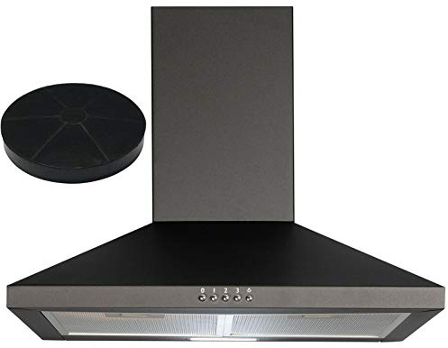 SIA CHL70BL 70cm Chimney Cooker Hood Extractor Fan In Black With Carbon Filter