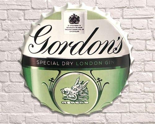 Wall Mounted Vintage Retro Metal Bottle Tops, Loads of Cracking Designs, 2 sizes, (Gordons Gin, 30cm)