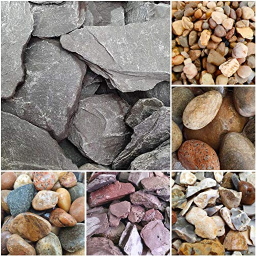 Elixir Gardens Aggregates Flowerbed Rockery Patio Path Driveway Ground Cover | Various types and qty (from 1kg to 800kg) available | Blue Slate 20mm-80mm 20kg x 1