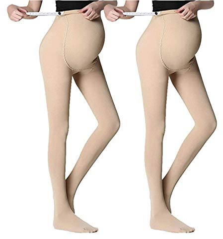 LOVELYBOBO 2 Paia Collant Premaman Opachi | Calze Maternità Comode, Strutturate Ed Elasticizzate | Calzamaglia Mezza Stagione Per Futura Mamma | 120 Den (nudo*2)
