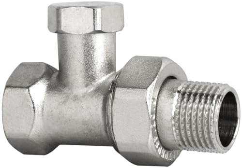 KNM Trade Heizkörper Durchgangsventil Messing Silber 1/2 | Innengewinde, Heizverbindung, robuste Bauweise, ABS-Kopf, vernickelt, Sandstrahlbehandlung, europäische Standards