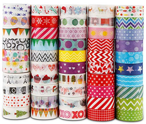 Vegena Washi Tape Set, 50 Rollen Washi Masking Tape Dekorative Klebeband Papier Dekoband für Scrapbooking, DIY Handwerk, Bullet Tagebuch, Planer, Geschenkverpackung, Urlaubsdekoration