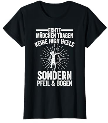 Bogensport Bogenschiessen Schütze Archery Geschenk Damen, Mädchen T-Shirt Schwarz Kurzarm Klassische Passform S Bogenschießen Bogenschießen Pfeil & Bogen