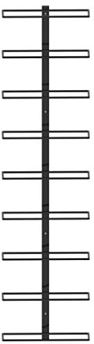 Portavini da Parete, Portabottiglie per Vino da 9 Bottiglie, 24 x 9,5 x 98 cm, in Ferro Verniciato a Polvere, Nero, per Cucina Soggiorno e Bar