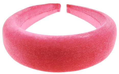 Glamour Girlz - Fascia per capelli da donna, in velluto, con imbottitura larga (fucsia)