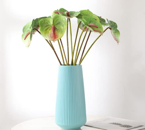 JOSON Künstliche Anthurium-Lilien-Blumen, permanente Blumen für Zuhause, Blumenstrauß und grünes Blatt, Hochzeit, Festival, Dekoration, Blumenarrangement, 6 Stück, 68,6 cm, Grün