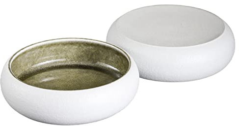 terrace&dragon Dinner plates, snack salad side dishes plates, glaze, serving bowls, spice plates stoneware (16.5 cm, yellow and white)