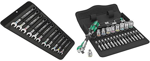 Wera 05020231001 6003 Joker 11 Set 1 Combination Wrench & 8100 SA 6 Zyklop Speed Ratchet Set, 1/4 drive, metric, 28 pieces - 05004016001