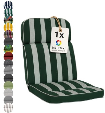KETTtex EXKLUSIV Auflage Mittellehner grün gestreift I Gartenstuhl Polster 110x50x7cm I hochwertige & Pflegeleichte Sesselauflage I Wetter- & formbeständige Stuhlauflage I KTH3 Sitzauflage