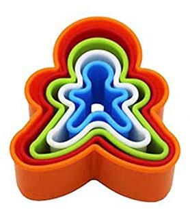 Cookie Cutter,5 PCS Biscuit Cutters Gingerbread Man Shape Cookie Cutter Shapes Food Cutter Cookie Molds Plastic Cake and Pastry Cutters for Cake Sandwich Fondant Candles Making
