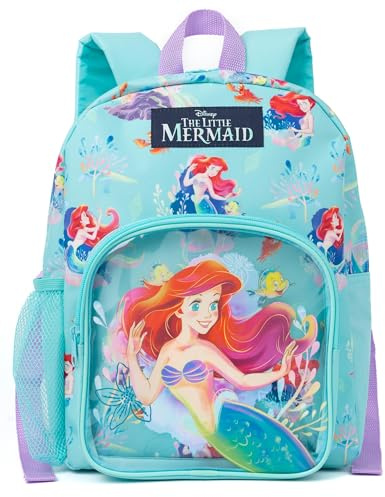 Disney The Little Mermaid Kids Backpack | Girls Ariel Blue Sea-Themed Rucksack with Adjustable Straps | School, Travel, Sports or Day Bag | Princess Character Luggage | Official Merchandise