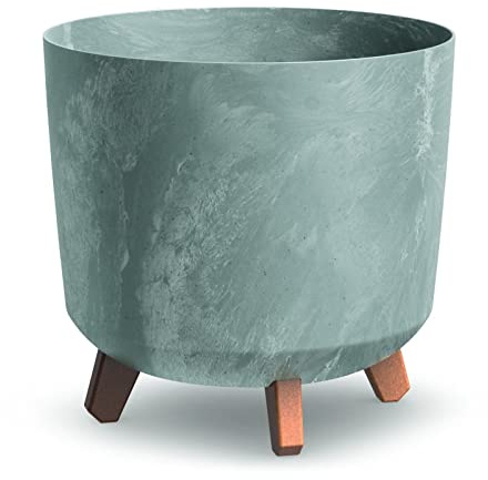 URBN GARDEN Large Round Concrete Look Plastic Planter Flower Pot Indoor Outdoor With Legs (concrete)