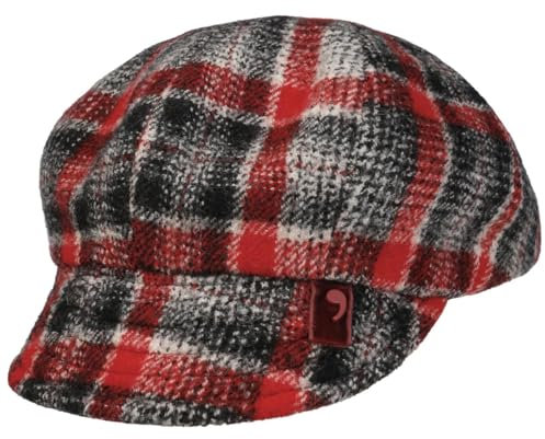 Alfonso D’Este Lacova Check Ballonmütze Schirmmütze Schildmütze Newsboy Cap Damen - Made in Italy mit Schirm, Futter Winter Herbst-Winter - One Size rot