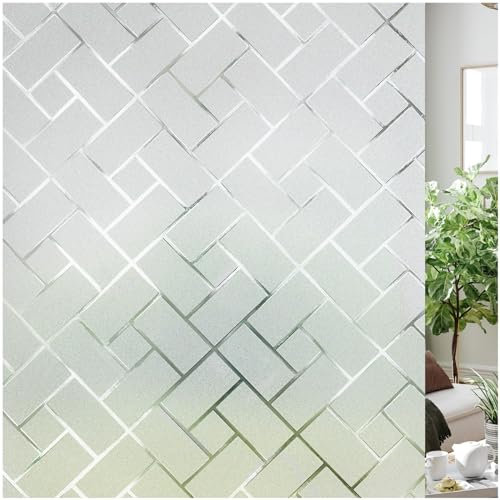 Lifetree Fensterfolie Sichtschutzfolie Fenster Folie Sichtschutz Selbsthaftend Blickdicht Motiv Klebefolie Milchglasfolie Scheibenfolie für Bad Duschkabine Glastüren Badfenster 60x200cm