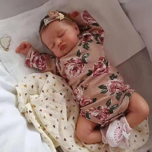 Zero pam Reborn Baby Mädchen 20 Zoll 50 cm Reborn Puppe Mit Weichem Stoffkörper Lebensechte Reborn Baby Puppen Augen Geschlossen Silikonpuppe Wie EIN Echtes Baby