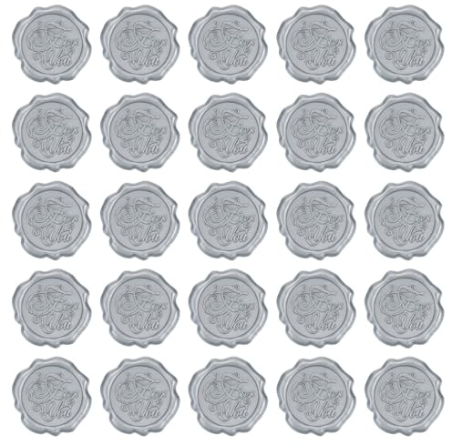 PATIKIL 50 Stück Selbstklebende Wachssiegel, Siegellack Aufkleber Vintage Geprägte Siegellackstempel Dekoration für Einladungen Umschläge Grußkarte, Silber (For You)