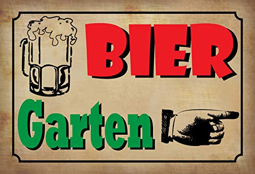 Ontrada Holzschild 12x18cm Bier Garten rechts Hinweisschild Holz Schild
