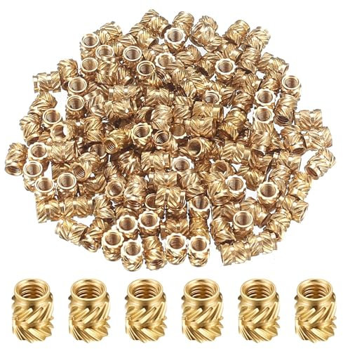 Hsthe Sea 100 Piezas de Inserto roscado RX-M3 x 5 x 4 Casquillos roscados Hechos de latón, Tuercas de inserción moleteadas, se Pueden Utilizar con Calor en Piezas de plástico de impresión 3D