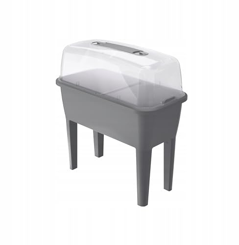 Elevated Greenhouse Plastic Raised Garden Bed Planter Pot Box Plant Lid 3 Colour 52 Litres (Grey, 52 Litres)
