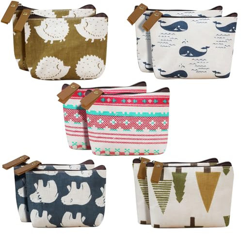 10 Stück Mini Geldbörse Canvas, Mini Täschchen mit Reißverschluss, Kleinen Portmonees Tragbare Münzbörse Kleine für Münzen Karten Schlüssel