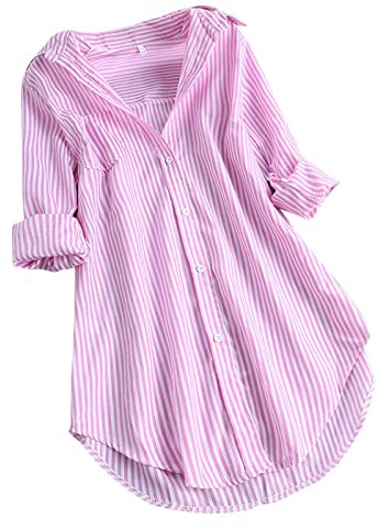 Camisas Mujer de Manga Larga,Moda Camisa de Rayas Solapa Casual Corte Suelto Blusas Tallas Grandes Camiseta Mujer Informal Holgada Camisas Multicolor Basica Shirt Primavera Verano 2024