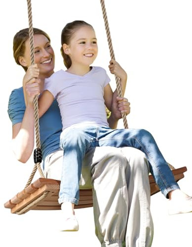 AnExer Wood Tree Swing Seat, Wood Swing Seat, 19.7x9.9 inch Wooden Swing Sets Length Adjustable for Children Adult in the Garden,Yard Indoor Outdoors