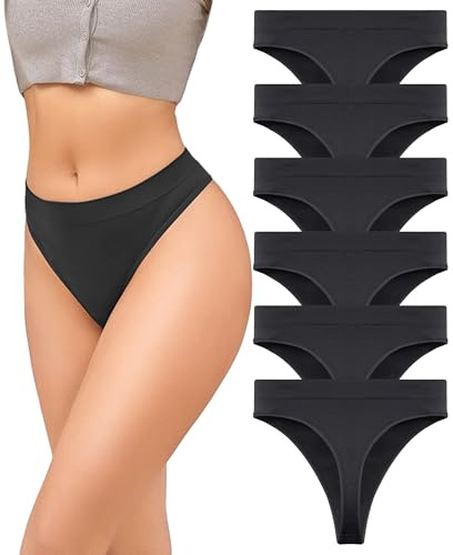 READY TO LOVE String Tanga Damen Nahtlos High Waist Unterhosen Damen Tangas Damen Unterwäsche Frauen Komfortabel Weich Seamless Slips Damen 6er Pack(L)