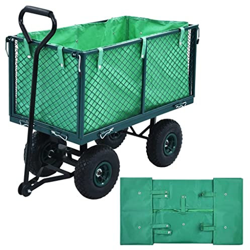 ShCuShan Green Garden Cart Liner, Heavy-Duty Steel, 81 x 41 x 40 cm, Collapsible, Foldable, Durable, Unisex Adult, Outdoor, Indoor