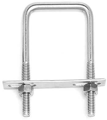 Bebochoi Perno en U cuadrado M10 x 100 mm x 180 mm Pernos en U Cuadrados Inox con Tuercas Placa de Marco para Instalaciones de Construcción de Tuberías y Aplicaciones Industriales