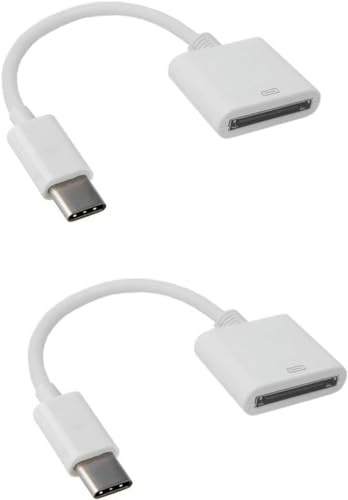 2Pcs White 30pin Female to USB 3.1 Type-C Sync Data Charging Adapter Cables Cell Phone OTG Adapters USB Cables Accessories for Apple,Cables and Interconnects