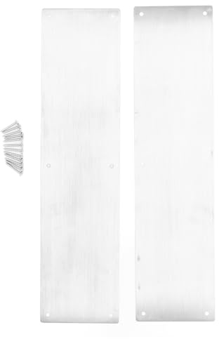 Placa De Protección Para Puerta De 2 Piezas, 16 X 4 Pulgadas, Placa De Protección De Acero Inoxidable Para La Parte Inferior De La Puerta Placas De Protección Para Puertas Exteriores O Interiores, Pla