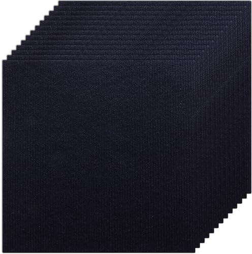 CYEER Carpet Tiles Set of 30, 30 x 30cm Dark Blue Self Adhesive Carpet Tiles Anti-Slip, Easy to Peel and Stick Non-Slip Floor Tiles Covering for Office Living Room Bedroom