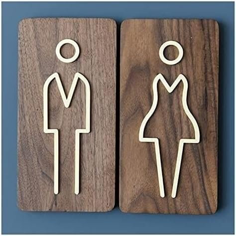 Yoeoefuo WC Schild Aus Holz Toilettenschild Modernes Design Kloschild Toiletten Hinweisschild Toilettenschilder Männer Frauen Badezimmer Schild Zeichen Wc Türschild Pflegeleicht
