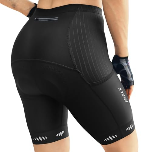 X-TIGER Pantalones Cortos de Ciclismo Mujer con Acolchado de Gel 5D y Secado Rápido con 3 Bolsillos