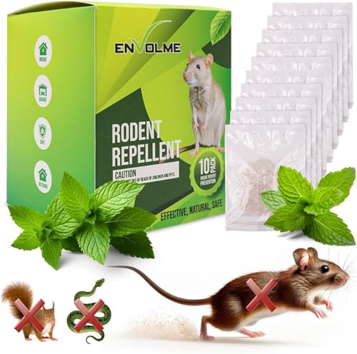 ENVOLME - Repellente per Topi - Allontana Topi - Olio di Menta Piperita per Topi - Per Eliminare Topi - Disabituante Topi - Deterrente per Topi - Tecnologia all’avanguardia 2025 - 10 Sacchetti