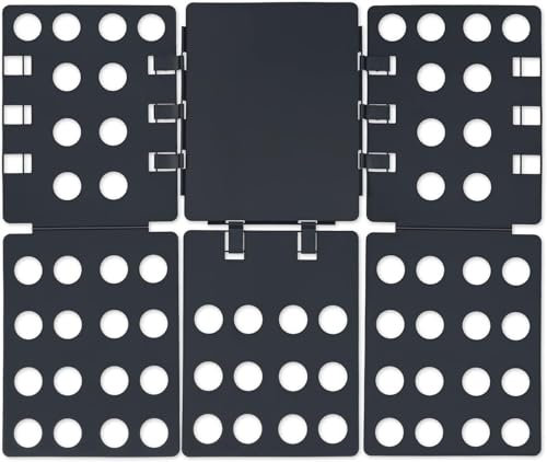 Heanvmyss Clothes Folding Board,T Shirt Folder,Adjustable Clothes Folder,Plastic Laundry Folding Aid,Collapsible T-Shirt Folder for Kid Adults Home Organization(Black)