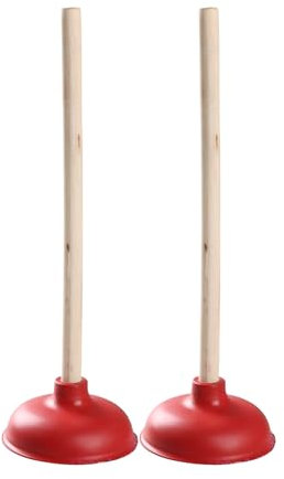 Sanerfa Saugglocke mit Holzgriff, extra lang, für Toiletten und Waschbecken, Klempnerentferner, Werkzeug für hartnäckige Verstopfungen, 2 Stück