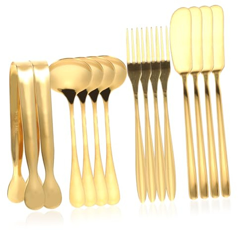 Sosoport Set D'ustensiles Beurre en Acier Inoxydable Comprenant Couteaux à Fromage, Fourchette à Dessert et Cuillère, pour Table de Dîner et Soirée