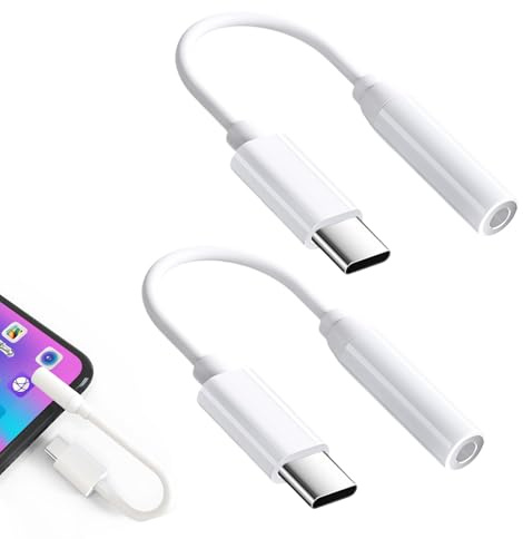 Adaptador USB Tipo C A Jack De 3,5 Mm (EE-UC10J) Adaptador Mini Jack A USB C - Conexión De Auriculares, Audio 24 Bits/192 KHz, Diseño Compacto Y Materiales Duraderos, Blanco