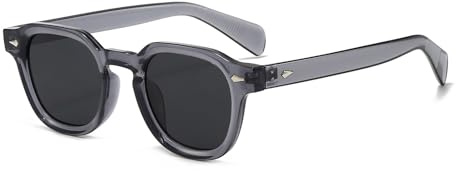 YAMEIZE Occhiali da sole vintage rettangolari piccoli per donne e uomini retrò occhiali quadrati protezione UV400 ombra guida all'aperto, Grigio grigio